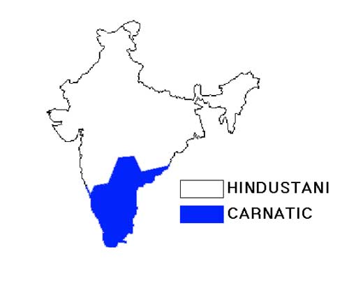 Map of Hindustani and Carnatic sangeet