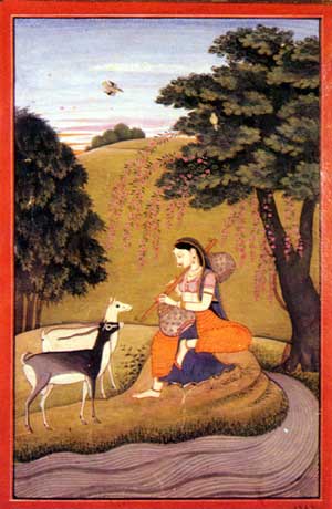 Ragmala Painting of Rag (Ragini) Todi (Kangra, Pahadi - circa A.D. 1790)