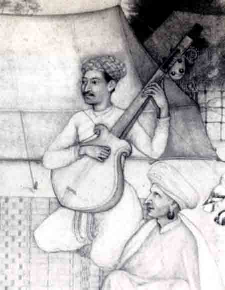 An old sitting posi­tion for the rabab